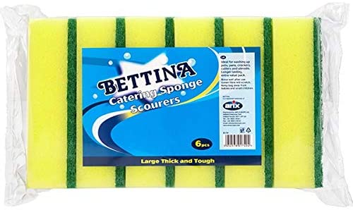 12pk Catering Sponge Scourers | Heavy Duty Scrub Sponge | Large, Thick & Tough | Sponge Size: 14 x 10 x 4cm | 2 x Pack of 6|