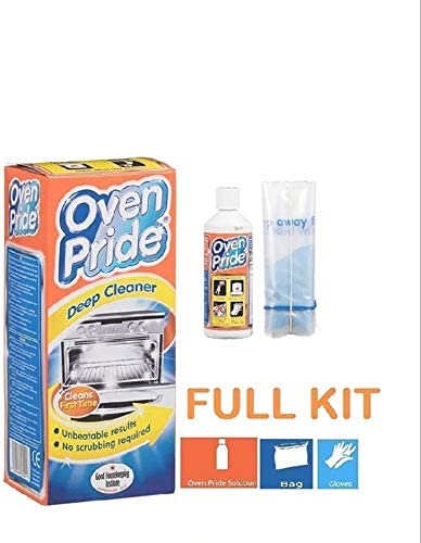 Oven Pride 500ml complete kit with SAFETY Gloves and SMART bag for Rack + Grill Easy cleaning Degreases oven without need for scrubbing, oven pride complete oven cleaning kit