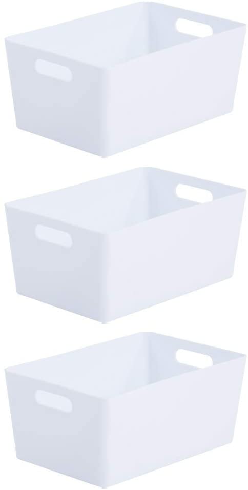 Wham Bam 4.02 Ice White Plastic Studio Storage Baskets Office Home & Kitchen Tidy Organiser 25.5 x 17 x 11cm (3 Baskets)