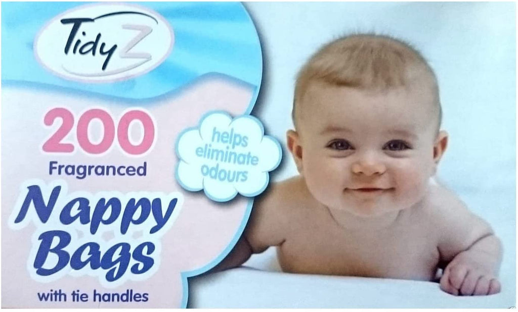 BOX 200 DISPOSABLE BABY PERFUMED FRAGRANCED HYGENIC NAPPY BAGS SACKS TIE HANDLE