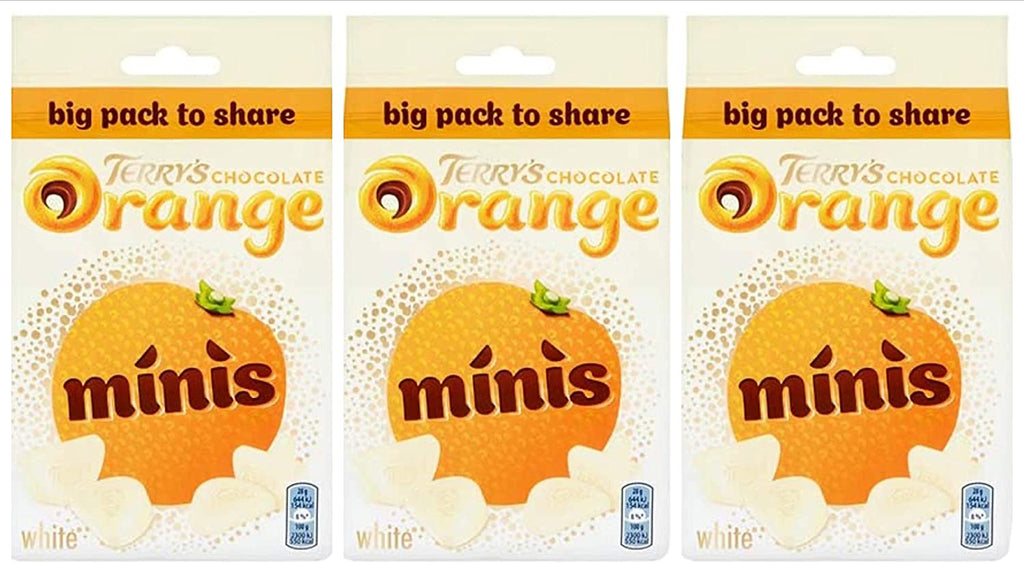 Terry's Chocolate Orange White Minis 140g Bags with Reclosable Seal Pack of 3 Ideal Stocking Filler or Thank You Gift
