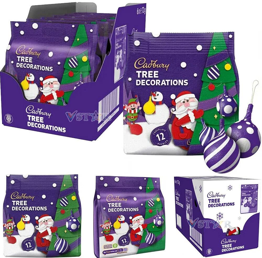 Milk Chocolate Tree Decorations Bag - 6 x 72g Full Box