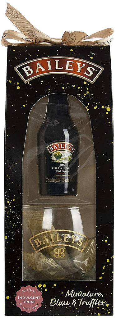 Baileys Irish Cream Liqueur, Mini Milk Chocolate Truffles and Glass Gift Pack, 1 x 50ml