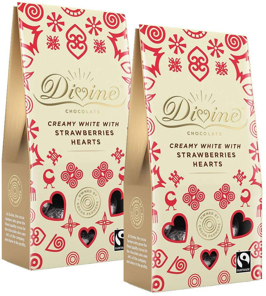 Divine White Chocolate and Strawberry Hearts (Pack of 2)