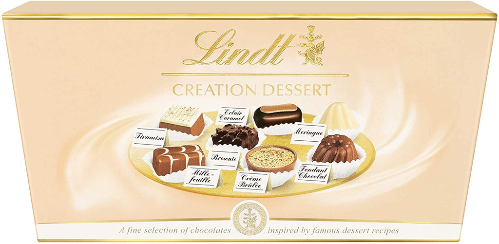 Lindt Creation Dessert Ballotin Assorted Chocolate Box - 19 Pralines, 200 g - The Perfect Gift of Milk, White and Dark Chocolate