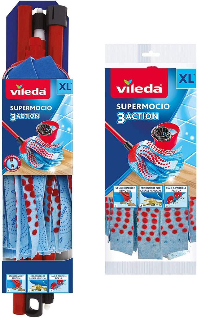 Vileda SuperMocio 3Action XL Compact Mop with Extra Refill