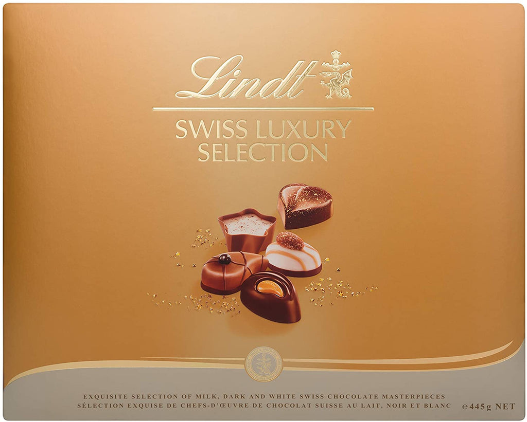 Lindt Swiss Luxury Selection Chocolate Gift Box 445 g - Milk, White and Dark Chocolates